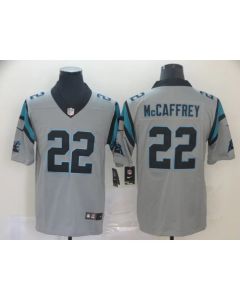 Men's Carolina Panthers #22 Christian McCaffrey Silver Inverted Legend Stitched NFL Jersey
