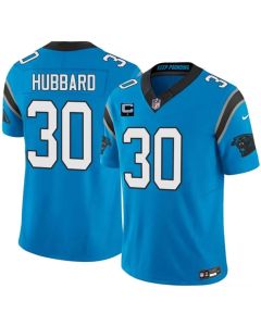 Men's Carolina Panthers #30 Chuba Hubbard Blue 2026 1-Star C Patch Vapor F.U.S.E. Limited Jersey