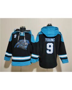 Men's Carolina Panthers #9 Bryce Young Black Ageless Must-Have Lace-Up Pullover Hoodie