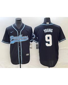 Men's Carolina Panthers #9 Bryce Young Black With Patch Cool Base Stitched Baseball Jersey