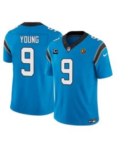 Men's Carolina Panthers #9 Bryce Young Blue 2023 F.U.S.E. With 1-star C Patch And John Madden Patch Vapor Limited Stitched Football Jersey