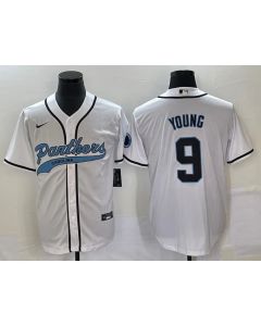 Men's Carolina Panthers #9 Bryce Young White With Patch Cool Base Stitched Baseball Jersey