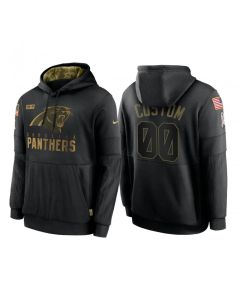 Men's Carolina Panthers ACTIVE PLAYER Custom 2020 Black Salute to Service Sideline Performance Pullover Hoodie