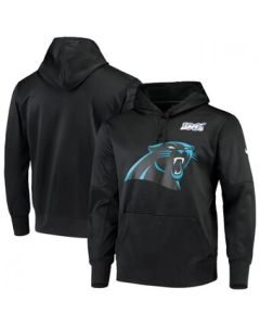 Men's Carolina Panthers Black 100th Season Primary Logo Circuit Performance Pullover Hoodie