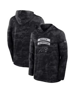 Men's Carolina Panthers Black 2026 Salute to Service Sideline Lightweight Dri-FIT Long Sleeve Top Hoodie