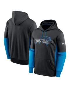 Men's Carolina Panthers Black Color Block Fleece Performance Pullover Hoodie