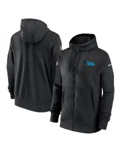 Men's Carolina Panthers Black Sideline Club Performance Full-Zip Hoodie