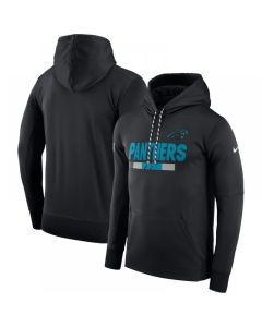 Men's Carolina Panthers Black Sideline Team Name Performance Pullover Hoodie