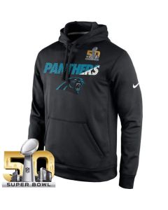 Men's Carolina Panthers Black Super Bowl 50 Kick Off Staff Performance Pullover Hoodie