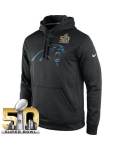 Men's Carolina Panthers Black Super Bowl 50 Practice Performance Pullover Hoodie