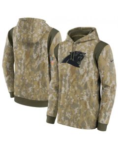 Men's Carolina Panthers Camo 2021 Salute To Service Therma Performance Pullover Hoodie