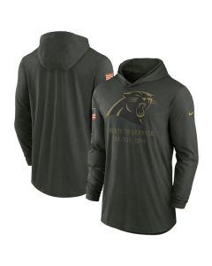 Men's Carolina Panthers Forest Green 2025 Salute to Service Sideline Dri-FIT Lightweight Pullover Hoodie