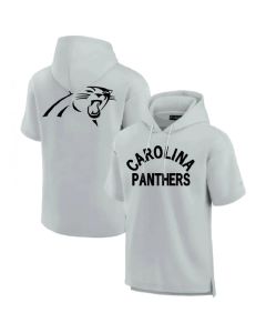 Men's Carolina Panthers Gray Super Soft Fleece Short Sleeve Hoodie