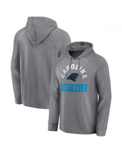 Men's Carolina Panthers Heathered Gray No Time Off Raglan Pullover Hoodie
