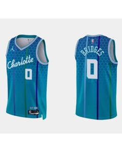 Men's Charlotte Hornets #0 Miles Bridges 2021/22 Blue 75th Anniversary City Edition Stitched Basketball Jersey