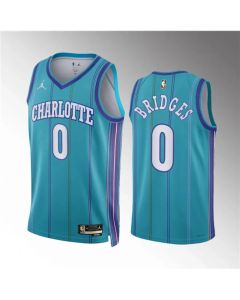 Men's Charlotte Hornets #0 Miles Bridges Teal 2023/24 Classic Edition Stitched Basketball Jersey