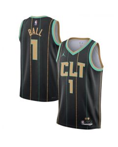 Men's Charlotte Hornets #1 LaMelo Ball 2022/2023 Black City Edition Stitched Basketball Jersey