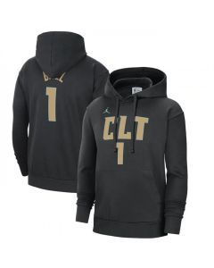 Men's Charlotte Hornets #1 LaMelo Ball Black 2022/23 City Edition Name & Number Essential Pullover Hoodie