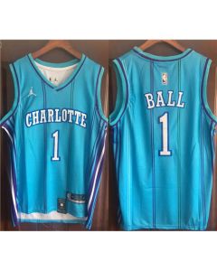 Men's Charlotte Hornets #1 LaMelo Ball Blue Stitched Basketball Jersey (Blue)