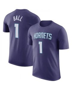 Men's Charlotte Hornets #1 LaMelo Ball Purple 2022/23 Statement Edition Name & Number T-Shirt