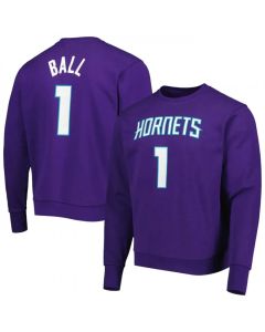 Men's Charlotte Hornets #1 LaMelo Ball Purple Long Sleeve T-Shirt