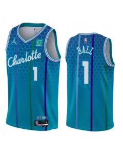Men's Charlotte Hornets #1 LaMelo Ball Teal 2021-22 City Edition Stitched Basketball Jersey