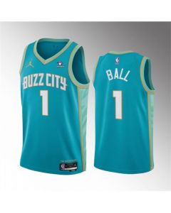 Men's Charlotte Hornets #1 LaMelo Ball Teal 2023-24 City Edition Stitched Basketball Jersey