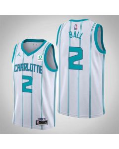 Men's Charlotte Hornets #2 LaMelo Ball Light Blue and White Stitched Jersey