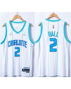 Men's Charlotte Hornets #2 LaMelo Ball White 75th Anniversary Stitched NBA Jersey