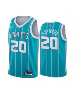 Men's Charlotte Hornets #20 Gordan Hayward Aqua Stitched Basketball Jersey