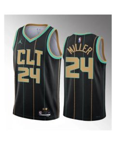Men's Charlotte Hornets #24 Brandon Miller Black 2022/23 Draft City Edition Stitched Basketball Jersey