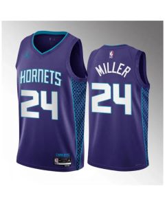 Men's Charlotte Hornets #24 Brandon Miller Purple 2022/23 Draft Statement Edition Stitched Basketball Jersey