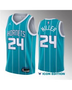Men's Charlotte Hornets #24 Brandon Miller Teal 2022/23 Draft Icon Edition Stitched Basketball Jersey