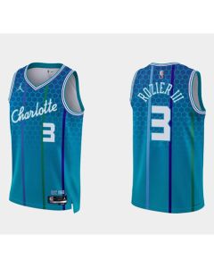 Men's Charlotte Hornets #3 Terry Rozier III 2021/22 Blue 75th Anniversary City Edition Stitched Basketball Jersey