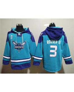 Men's Charlotte Hornets #3 Terry Rozier III Aqua Lace-Up Pullover Hoodie