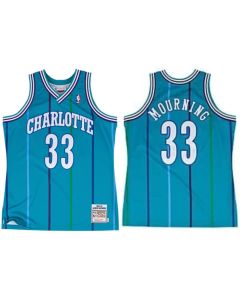 Men's Charlotte Hornets #33 Alonzo Mourning Teal 1992-93 Stitched Basketball Jersey (Teal)