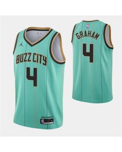Men's Charlotte Hornets #4 Devonte' Graham 2020-21 Teal City Edition Swingman Stitched Jersey