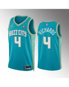 Men's Charlotte Hornets #4 Nick Richards Teal 2023/24 City Edition Stitched Basketball Jersey