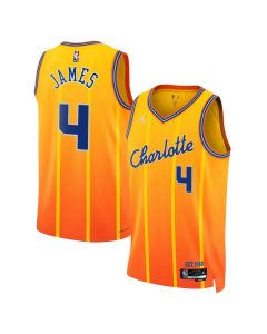 Men's Charlotte Hornets #4 Sion James Gold 2025/26 City Edition Swingman Jersey (Gold)