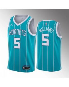 Men's Charlotte Hornets #5 Mark Williams Aqua Stitched Basketball Jersey