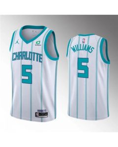 Men's Charlotte Hornets #5 Mark Williams White Stitched Basketball Jersey
