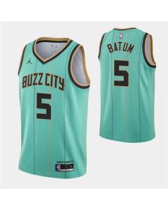 Men's Charlotte Hornets #5 Nicolas Batum 2020-21 Teal City Edition Swingman Stitched Jersey