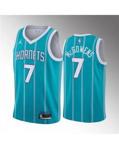 Men's Charlotte Hornets #7 Bryce McGowens Aqua Stitched Basketball Jersey