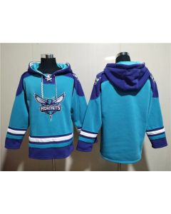 Men's Charlotte Hornets Blank Aqua Lace-Up Pullover Hoodie
