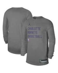 Men's Charlotte Hornets Heather Gray 2023/24 Legend On-Court Practice Long Sleeve T-Shirt