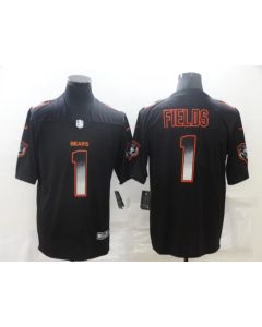 Men's Chicago Bears #1 Justin Fields Black Smoke Fashion Limited Stitched Jersey