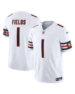 Men's Chicago Bears #1 Justin Fields White 2023 F.U.S.E. Vapor Untouchable Limited Stitched Football Jersey