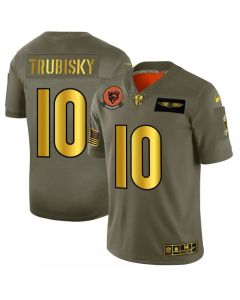 Men's Chicago Bears #10 Mitchell Trubisky 2019 Olive/Gold Salute To Service Limited Stitched NFL Jersey