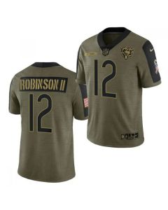 Men's Chicago Bears #12 Allen Robinson II 2021 Olive Salute To Service Limited Stitched Jersey