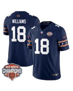 Men's Chicago Bears #18 Caleb Williams Navy 2025 Champions Vapor F.U.S.E. Limited Jersey (Style 3)